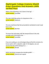 Anatomy Exam Questions and Answers: Week 5