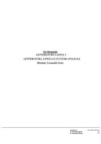 Paniere 06/11/2024 LETTERATURA LATINA 1 prof.ssa Leonardis Irene