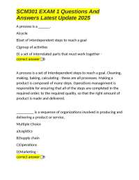 SCM301 Exam 1 Questions and Answers: Supply Chain Management Fundamentals