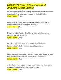 MGMT 371 Exam 2 Questions and Answers: Strategic Management Concepts