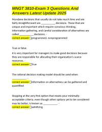 MNGT 3810-Exam 3 Questions And Answers Latest Update 2025