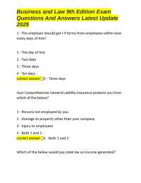 Business and Law 9th Edition Exam Questions and Answers
