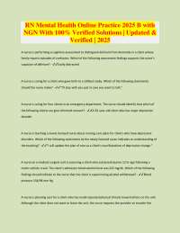 RN Mental Health Online Practice 2025 B with NGN: Questions and Answers