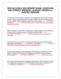 NUR 242 EXAM 2 2025 (NEWEST EXAM) | QUESTIONS AND CORRECT ANSWERS | ALREADY GRADED A+
