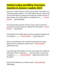 Medical Coding and Billing Final Exam Question & Answers ( update 2025)