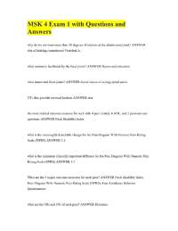 MSK 4 Exam 1 with Questions and Answers