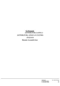 Paniere 2025 LETTERATURA LATINA 2 prof.ssa Leonardis Irene