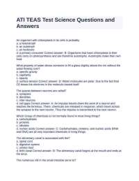 ATI TEAS Test Science Questions and Answers