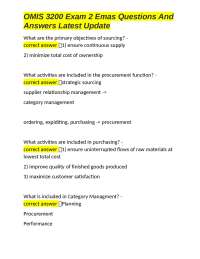 OMIS 3200 Exam 2 Emas Questions And Answers Latest Update