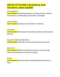 OSCM 373 Exam 3 Questions and Answers: Inventory Management and Quality Control