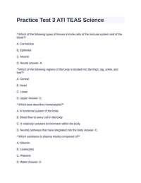 Practice Test 3 ATI TEAS Science