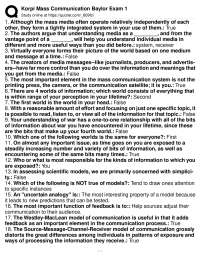 Mass Communication Exam 1: Understanding Media and Communication