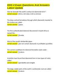 DDG 4 Exam Questions and Answers: Diamond Formation and Geology