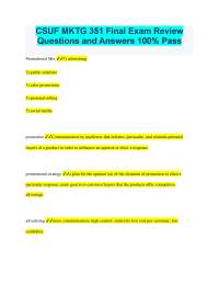 CSUF MKTG 351 Final Exam Review: Promotional Mix and Advertising Strategies