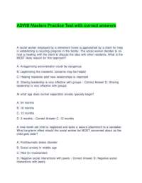 ASWB Masters Practice Test with Correct Answers: Social Work Ethics and Practice Scenarios