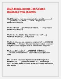 H&R Block Income Tax Course questions with answers