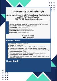 ASPT Phlebotomy Certification Exam Review Questions with Correct Answers | 100% Pass Guara