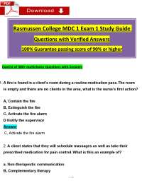Rasmussen College MDC 1 Exam 1 Study Guide (2025 / 2026) Questions with Verified Answers