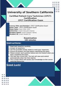 Certified Patient Care Technician CPCT Certification Exam Final Review Questions with Corr