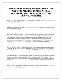 PERMANENT MAKEUP VA PMU DPOR EXAM AND STUDY GUIDE | GRADED A+ | ALL QUESTIONS AND ANSWERS