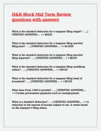 H&R Block Mid Term Review: Questions and Answers on Tax Filing