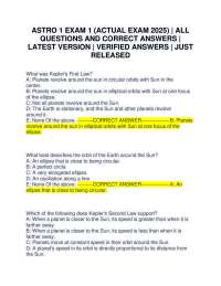 ASTRO 1 EXAM 1 (ACTUAL EXAM 2025) | Verified Answers