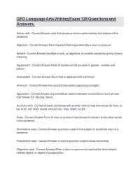 GED Language Arts Writing Exam 128 Questions and Answers.