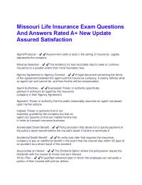 Missouri Life Insurance Exam Questions and Answers