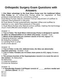 Orthopedic Surgery Exam Questions with Answers