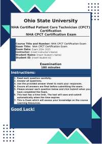 NHA Certified Patient Care Technician (CPCT) Certification Exam Questions and Answers