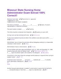Missouri State Nursing Home Administrator Exam Solved 100% Correct!!