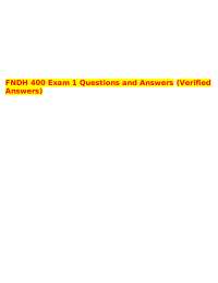 FNDH 400 Exam 1 Questions and Answers: Nutrition Fundamentals
