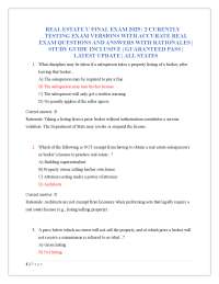 Real Estate U Final Exam 2025: Study Guide with Accurate Exam Questions and Answers