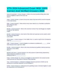 VITA 2024 Advanced Exam With 100% Correct And Verified Answers 2024