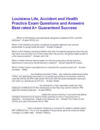 Louisiana Life, Accident and Health Practice Exam Questions and Answers