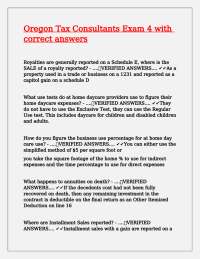 Oregon Tax Consultants Exam 4: Practice Questions and Answers