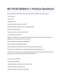 BA 101|63 Midterm 1 Practice Questions: Economics and Marketing Concepts