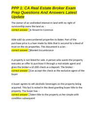 California Real Estate Broker Exam Prep Questions and Answers