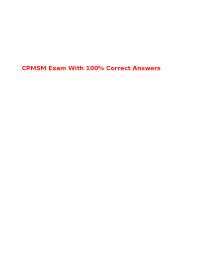 CPMSM Exam Preparation: Key Concepts and Answers