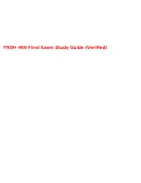 FNDH 400 Final Exam Study Guide: Nutrition and Metabolism