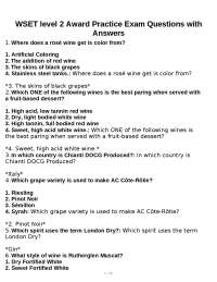 WSET level 2 Award Practice Exam Questions with Answers