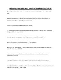 National Phlebotomy Certification Exam Questions and Answers
