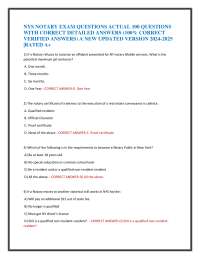 NYS NOTARY EXAM QUESTIONS ACTUAL 100 QUESTIONS WITH CORRECT DETAILED ANSWERS 2024/2025