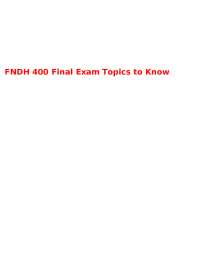FNDH 400 Final Exam Topics: A Comprehensive Guide to Nutrition Concepts