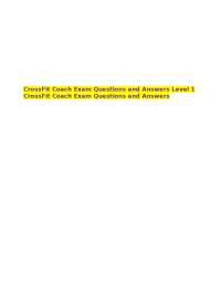 CrossFit Coach Exam Questions and Answers Level 1 CrossFit Coach Exam Questions and Answer