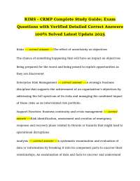 RIMS - CRMP Complete Study Guide; Exam Questions with Verified Detailed Correct Answers 10
