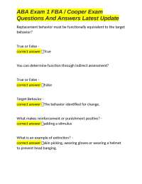 ABA Exam 1 FBA / Cooper Exam: Questions and Answers