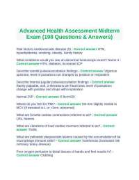 Advanced Health Assessment Midterm Exam (198 Questions & Answers)
