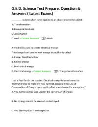 G.E.D. Science Test Prepare. Question & Answers ( Latest Exams)