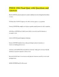 PHED 1304 Final Quiz with Questions and Answers